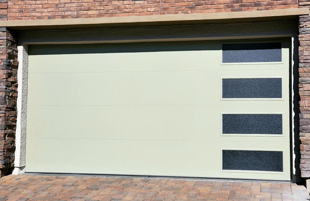 White Flush panel Garage Door with side window Los Angeles